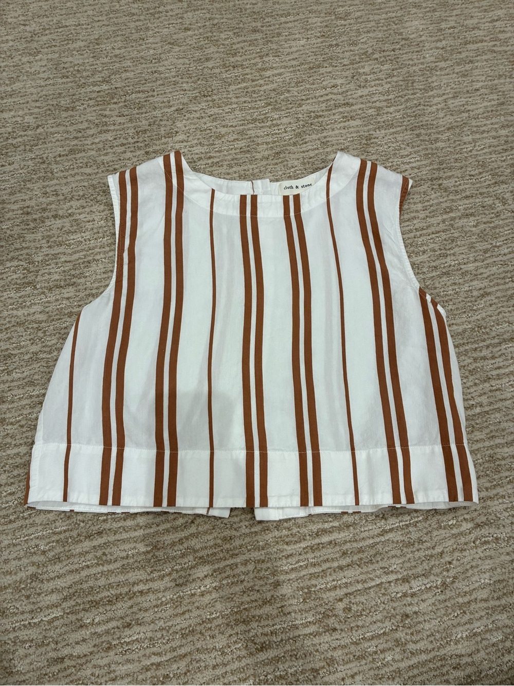 cloth & stone White Tank Top with Brown Vertical Stripes. SIZE SMALL